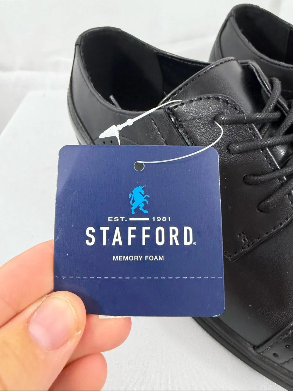 NWT Stafford Boy’s Size 3 Black Lace-Up Dress Shoes